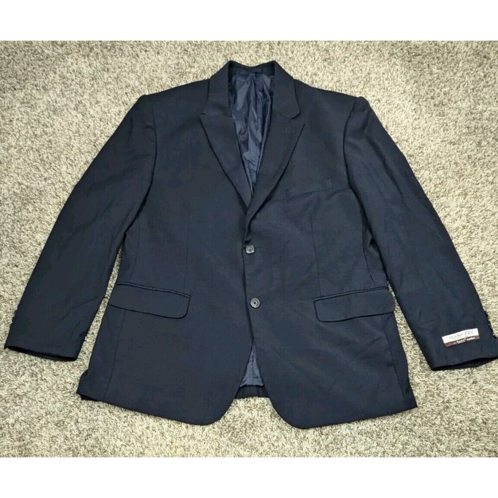 Jos A Bank Blazer Mens 46R Navy Blue Brrr Sport Coat Jacket 2 Button Wool FLAW